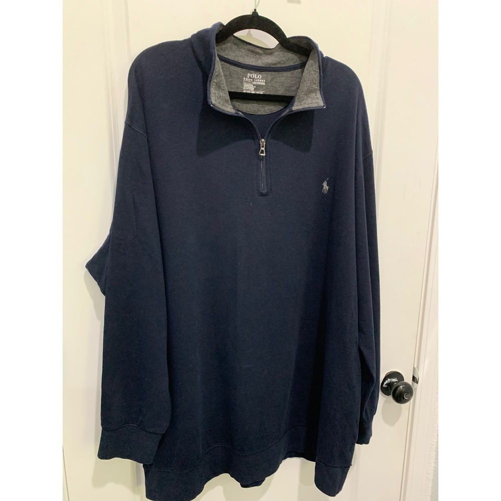 Polo Ralph Lauren Performance Mens Navy Blue Quarter Zip Pullover 2LT Tall